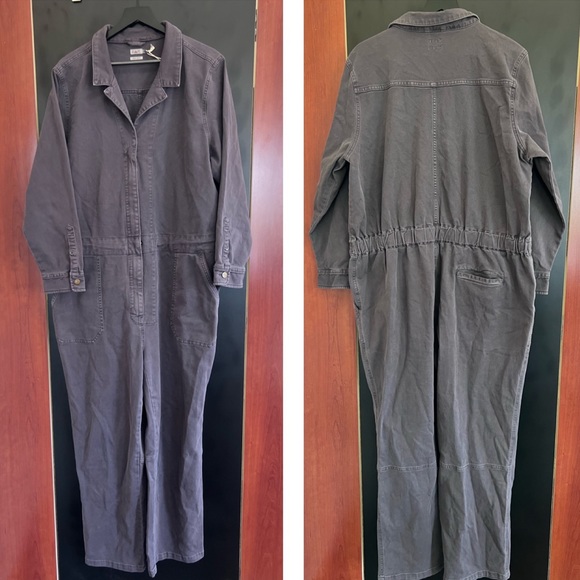 Faherty Women's Overland Twill Jumpsuit Size XXL Color Charcoal Gray organic AB - Picture 2 of 15